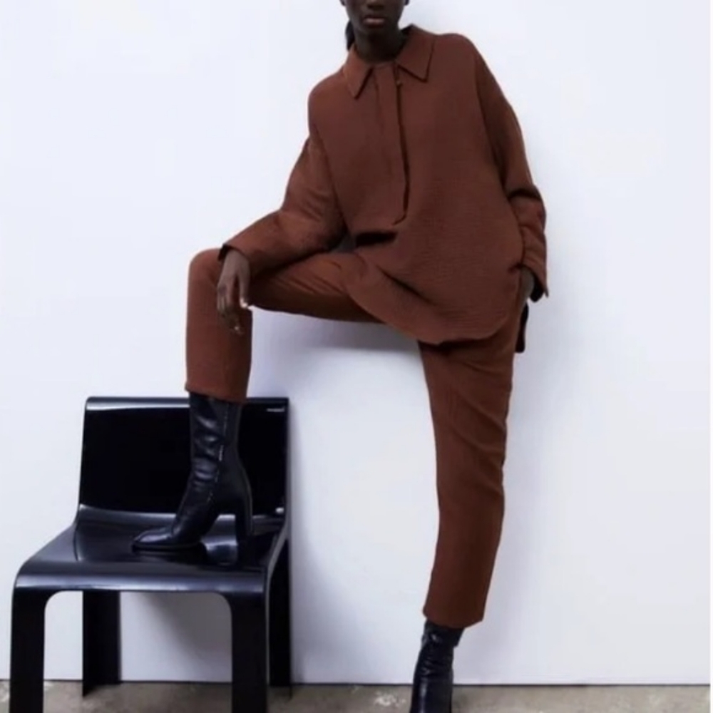 Zara Waffle Brown Pants